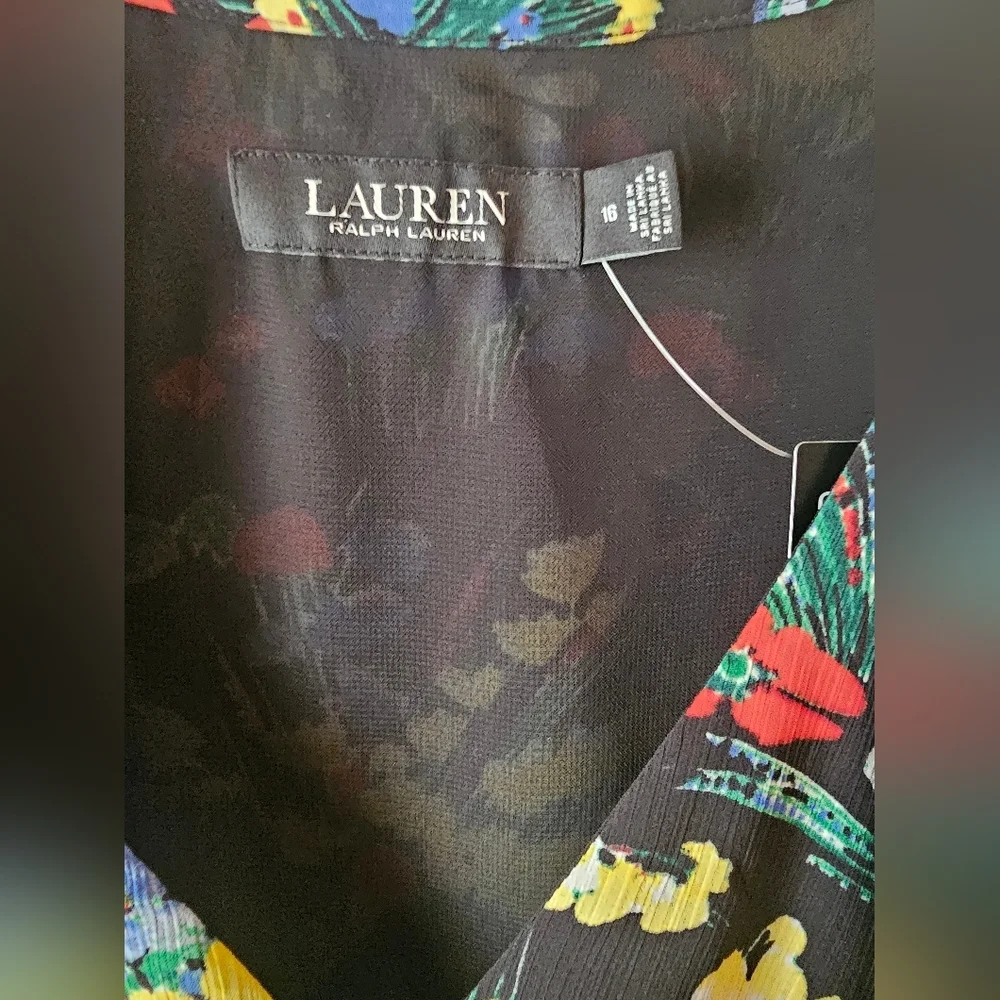 Lauren Ralph Lauren Sz 16 Black Label Floral Tiered Maxi Dress New $165 - Picture 6 of 8